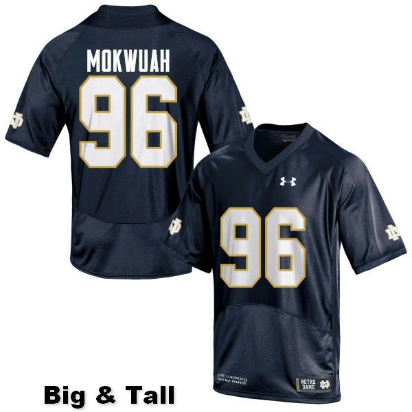 Men's NCAA Notre Dame Fighting Irish #96 Pete Mokwuah Stitched College Under Armour Authentic Navy Blue Big & Tall Football Jersey JL10Z27HZ